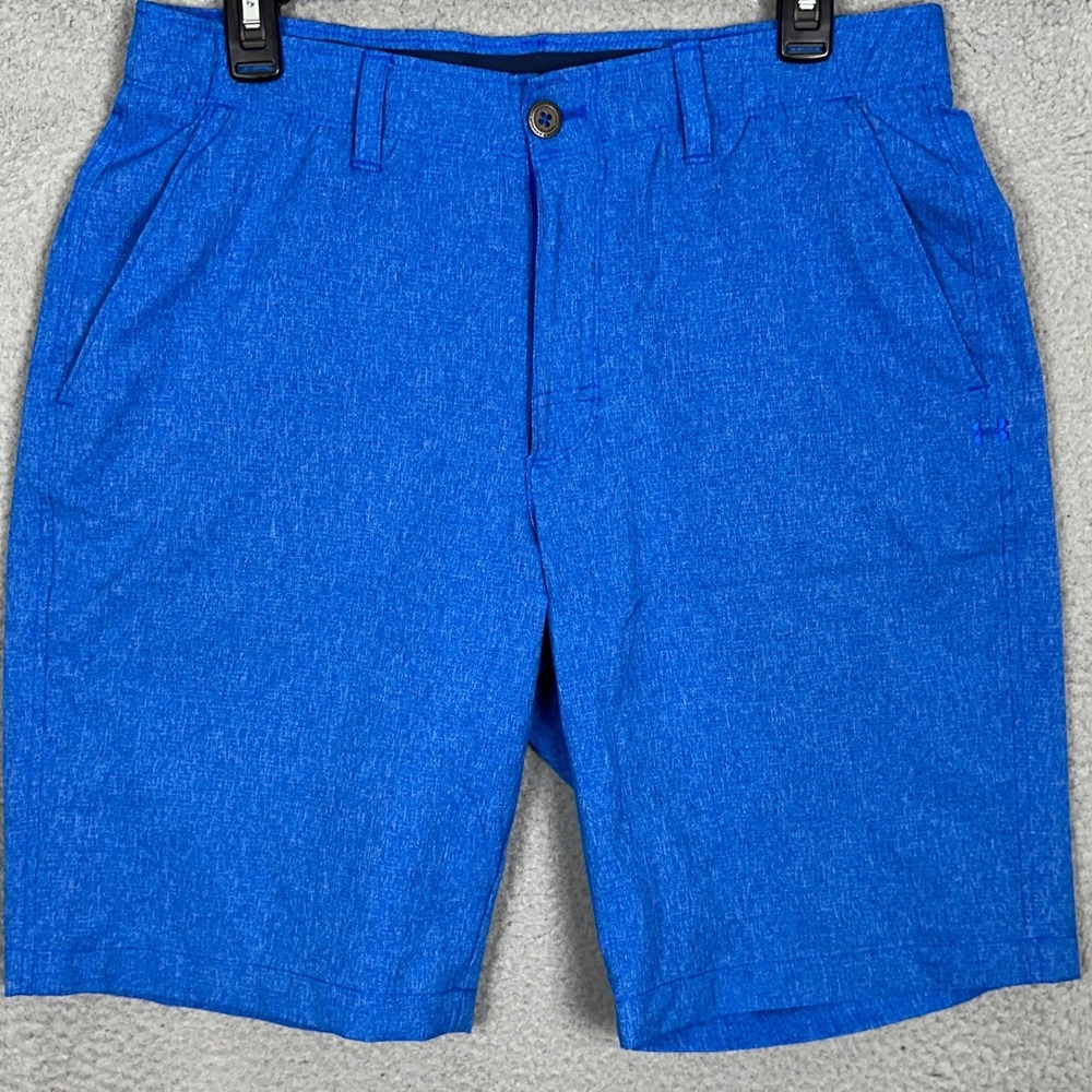 Under Armour Golf Shorts Mens 34 Loose Fit Blue Performance Chino Flat Front EUC